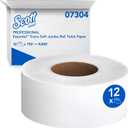 Scott Professional Essential Extra Soft Jumbo Roll Toilet Paper, Bulk (07304), 2-Ply, Septic Safe, White (12 Rolls at 750' Each, 9,000'/Case)