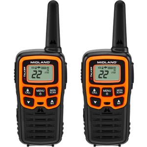Midland- T51VP3 X-TALKER Spotting and Recovery Walkie-Talkie Long Range - FRS Two Way Radio for kids Caravanning with NOAA Weather Scan + Alert, 38 Privacy Codes - Black/Orange - 2 Pack