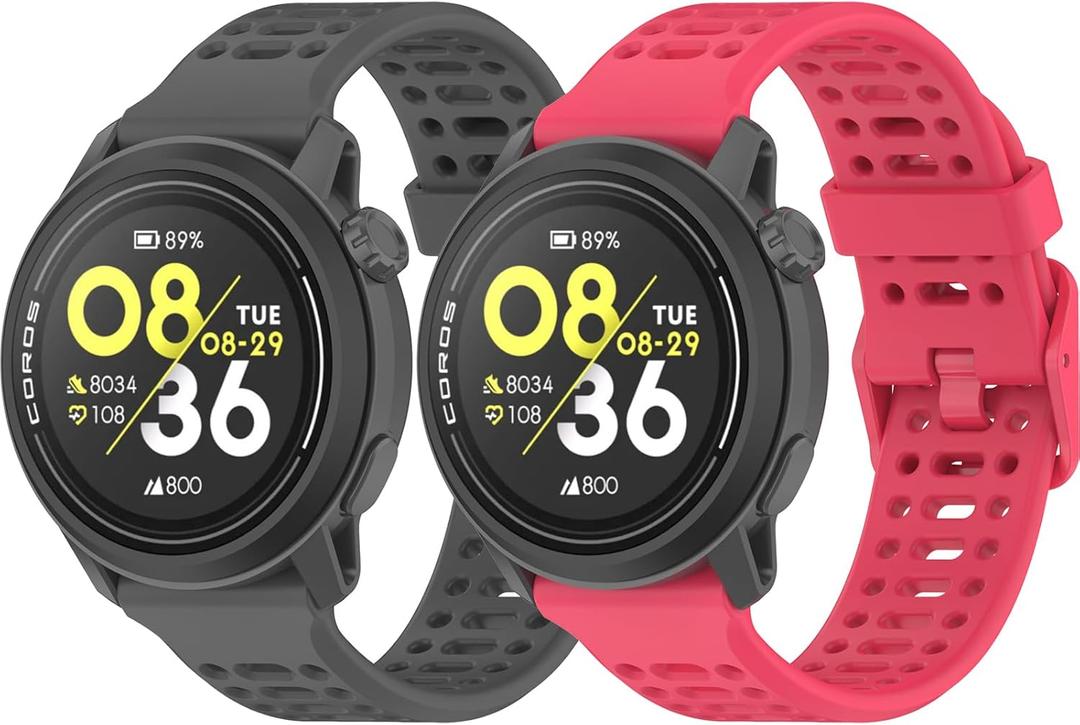 Harikiri 20mm 22mm Sport Silicone Bands Compatible with COROS PACE 3/APEX 2 Pro/PACE 2/APEX Pro/APEX 2/APEX 46mm/APEX 42mm for Men and Women (Black + Red)