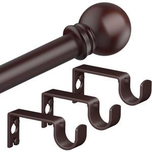 Bronze Curtain Rods for Bedroom with Brackets,5/8 Inch Diameter Small Window Curtain Rod Adjustable 32 to 120 Inches,Easy Install Drapery Rods