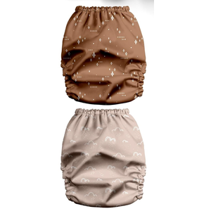 Mama Koala 3.0 Pocket Cloth Diapers for Babies with AWJ Lining, 2 Pack with 6 4-Layer Natural Cloth Diaper Inserts - Reusable and Washable Pocket Diapers