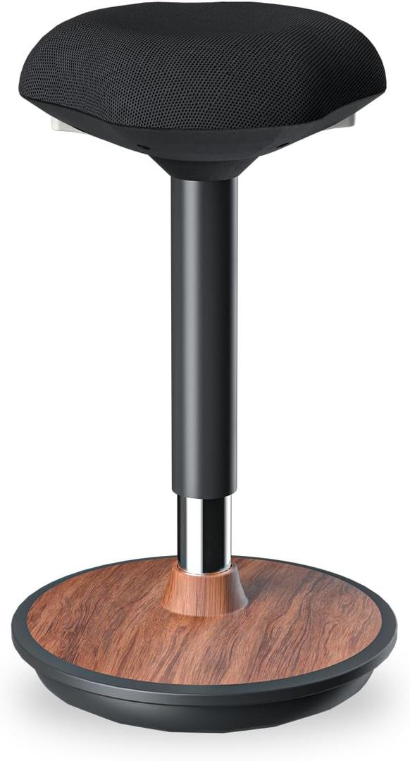 Standing Stool,Ergonomic Standing Desk Chair - Height Adjustable 23.2-33 Inch with Wobble Motion and Non-Slip Base, Swivel Rocking Stool for Office, Classroom, Home Use (Black) (Walnut)