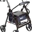 Drive Medical 795BK Duet Folding Transport Wheelchair and Rollator Walker, Black