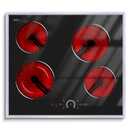 Hobsir 24 inch Electric Cooktop 6200W, 4 Burner Electric Stove Top, Built-in Circular Slide Ceramic Stove with Glass Metal Frame, Timer, Safety Lock, 220V-240V Burner Hard Wire (No Plug)
