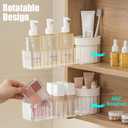 Medicine Cabinet Organizer, Stackable Narrow Makeup Organizer with Brush Holder, Mirror Cabinet Shelves for Kitchen, Bathroom Cabinet, Counter, Vanity (Transparent)