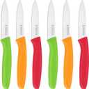 Paring Knives,Stainless Steel Paring Knife Set of 6,Premium Vegetable&Fruit Knife,Small Knife Set,Straight Edge,Ergonomic Handle Paring Knives,Peeling Knifes(Red&Orange&Green)