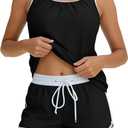 Tankini Swimsuit for Women Summer Trendy 2026 | Modest Tummy Control 2 Piece Bathing Suits, Sporty Swimsuits for Women with Shorts for Athletic,Competition,Surfing (Black, S)