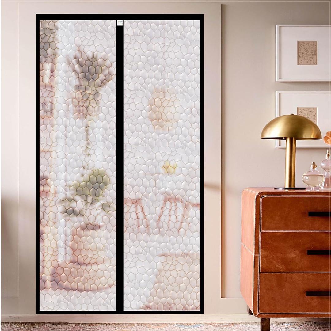 Magnetic Thermal Insulated Door Curtain 34 x 81.6 Inch, Screen Size 32 x 80 Inch, Transparent Door Cover, Keep Warm in Winter Cool in Summer, Self Sealing, Pet and Kid Friendly (34"W x 81.6"L (Pack of 1))