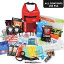250 PCS Waterproof First Aid Kit, Roll Top Reflective Boat Dry Bag Bug Out Bags, Emergency Medical Kit Ideal for Boating, Camping, Fishing, Kayaking, Floating, Red