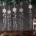 Vertintong 8 Pcs Christmas Tree Snowflake Decoration Crystal Ornaments Acrylic Clear Hanging Crystals Icicle Drop for Xmas New Year Winter Party Supplies