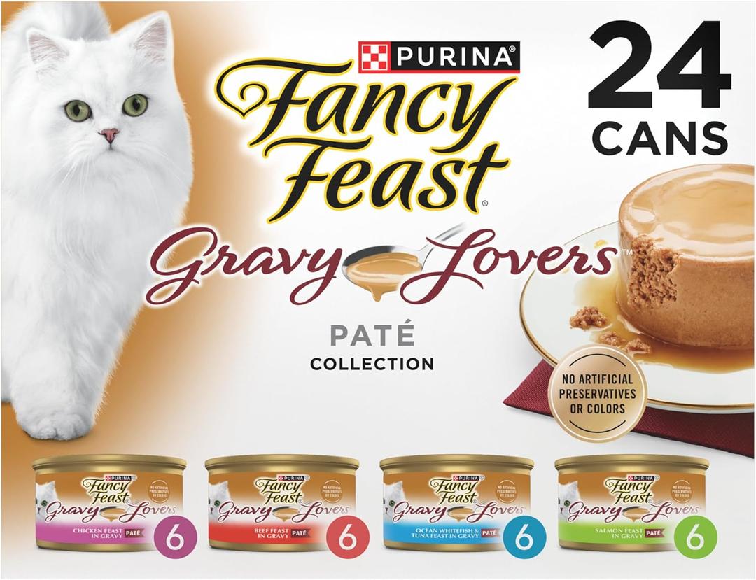 Fancy Feast Purina Gravy Lovers Variety Pack Feast Pate in Wet Cat Food Gravy - (Pack of 1) 4.5 lb. Boxes, Best Before APR 2027