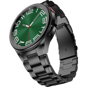 No Gap Metal Bands Compatible with Samsung Galaxy Watch 6 Classic 47mm/43mm Band Men Solid Stainless Steel Band Business Replacement Strap (Black)