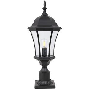 24in High Aluminum Outdoor Post Lighting Black Exterior Garden Pathway Pole Pier Mount Lights Outdoor Driveway Pole Lantern with Seeded Glass Large Outside Yard Post Lamp with 3in Fitter Base