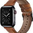 Fullmosa Compatible with Apple Watch Band Retro Leather 42mm 41mm 40mm 38mm for Apple Watch Series 11 10 9 8 7 6 5 4 3 2 1, SE3/2/1, Brown+Black Buckle