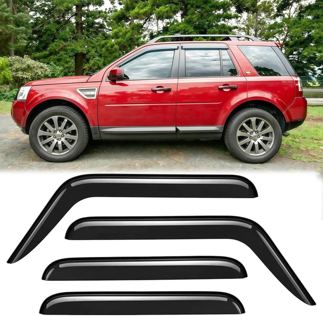 Rainproof Side Window Wind Deflectors for Land Rover Freelander 2 2007-2015;LR2 2007-2015 L359, Tape-on Sun Rain Guard Sets Window Visors for Cars,Vent Deflector for Freelander 2 07-15 LA05