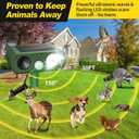 Solar Ultrasonic Animal Repellent Outdoor, Deer Repellent Devices Waterproof, Cat Squirrel Rabbit Dog Raccoon Deterrent Animal Repeller with Motion Detection, Keep Skunk Away for Yard, Green, 2 Pack
