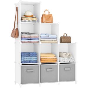 HOMIDEC 9 Cube Storage Organizer, Cubes Shelves for Living Room, Bedroom, White (Large)