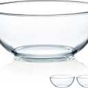 NUTRIUPS 8 Inch Tempered Glass Bowls 2 Pack, 50oz Pho Bowls, Clear Glass Soup Bowls for Kitchen Microwave and Oven Safe