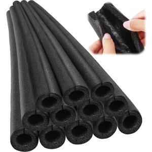 Amylove 12 Pcs 3.3 Feet Foam Pipe Insulation Foam Tube Insulating Water Pipe Pool Swim Noodles Pre Slit Heat Preservation Pipes Covers for Tubing Outdoor Winter Freeze Protection(Black,1.5 Inch)