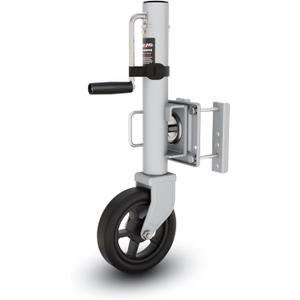 8" Spoke Wheel Trailer Jack, 10" Vertical Movement, 1500 lbs, for RV, Boat, Trailer and More, Silver