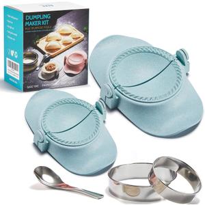 MUMSUNG 6 Inch Empanada Maker Press, Extra Large Dumpling Maker Set with Dough Cutter, Dumpling Mold Set for Pierogi, Pastelitos, Calzone, Turnovers, Chinese Dumpling-2Sizes Blue 6"+4"