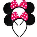 Mado 2 Pack Mouse Ears Headbands for Adults Women Little Girls Boys (Fuchsia Polka Dot, Onesize