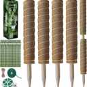Moss Pole 47.5 Inch - Monstera Plant Support, 4 Packs 16 Inch Plant Stakes for Indoor Plants Coco Coir Moss Pole Sticks for Climbing Potted Live Plants, Pothos, Philodendron, with Garden Ties