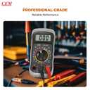 CEM Digital Multimeter 600V AC/DC Voltage Meter,Multimeter with Test Leads Backlit LCD,Volt Amp Ohm Transistor Diodes Meter,Audible Continuity and Battery Test,Holster Case