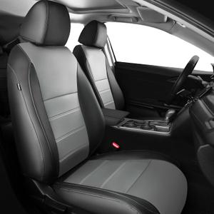 Seat Covers for Honda Civic Hatchback LX, EX, EXL, Sport, Touring, 2016-2021, Faux Leather Car Seats Cover Full Set Seatback Waterproof, Black Grey (60/40 Split Seatback)