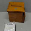 Juvale Wooden Suggestion Box with Lock and Keys, Brown Ballot Box with 50 Blank Suggestion Cards, Locking Lid and Side Slot for Donation, Comments, Feedback (7.5 x 7.1 x 5.5 In)