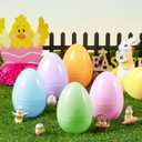 JOYIN 6 Pcs Large Pastel Easter Eggs, 6 Inches Jumbo Plastic Eggs Fillable for Easter Themed Hunt Colorful Basket Stuffers Fillers Filling Treats Party Favor Classroom Prize Supplies
