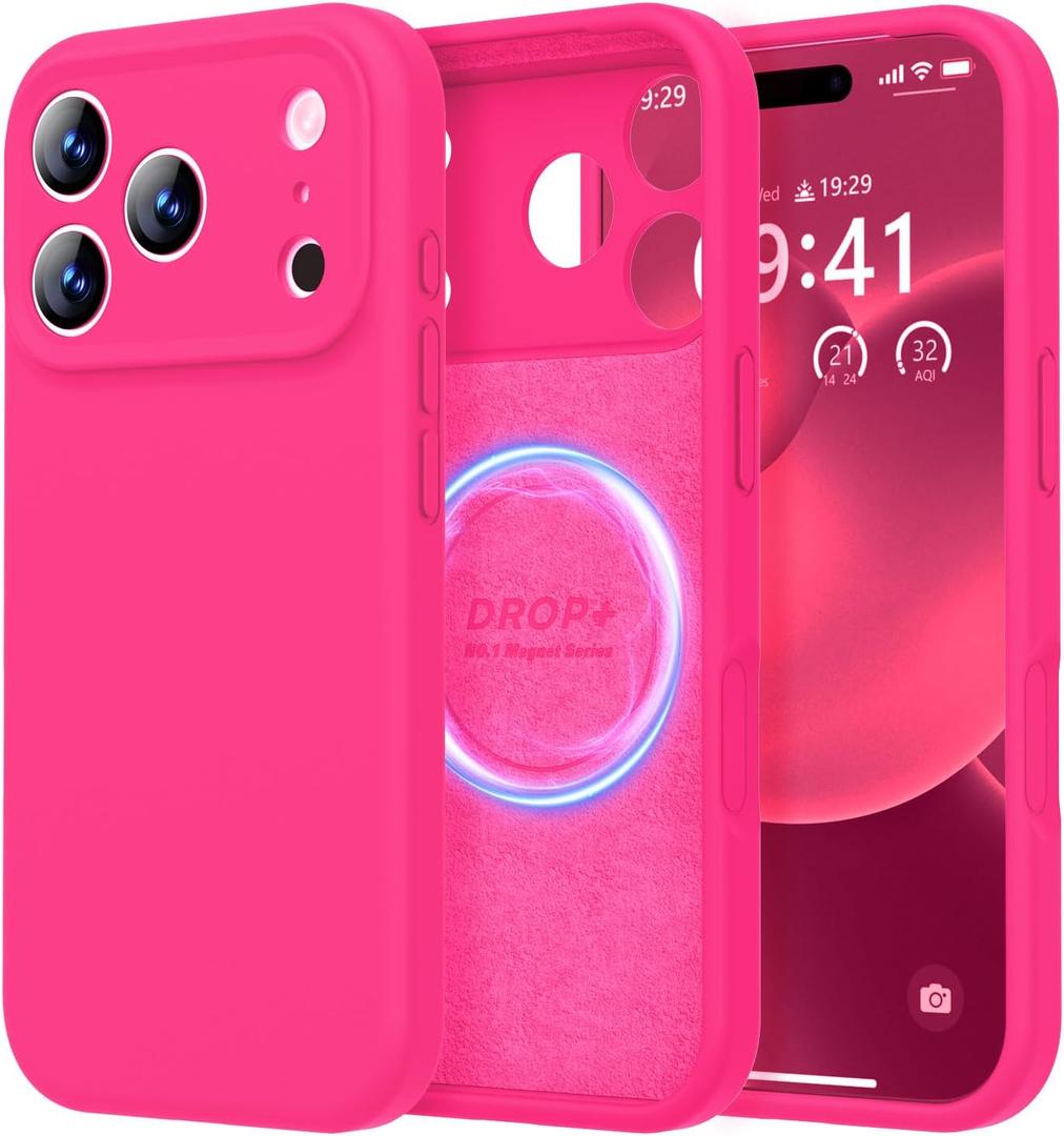 LOVE 3000 Designed for iPhone 17 Pro Max Case, Premium Silicone [Compatible with Magsafe][Soft Anti-Scratch Microfiber Lining] Shockproof Protective Phone Case for Men Women 6.9", Hot Pink