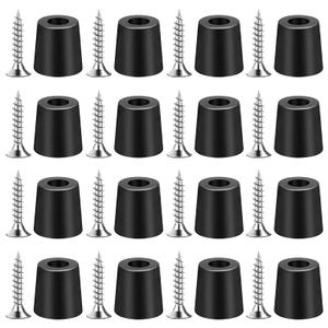 16 Pack Rubber Cutting Board Feet Non Slip Screw On Rubber Feet for Cutting Board with Stainless Screws Small Bumper Pads for Electronics, Furniture, Wood Stool, Table Leg, 3/4" W x 25/32" H