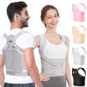 Fit Geno Back Brace Posture Corrector for Men & Women: Shoulder Straightener Adjustable Full Back Support Pain Relief - Scoliosis Hunchback Spine Corrector (Small), Gray