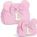 Gifts for Girls, Personalized Initial Makeup Bag Birthday Gift for 4 5 6 7 8 9 10 11 12 13 Years Old Girl Kids Pink Initial Cosmetic Travel Toiletry Bag for Girls Sister Daughter Pink L