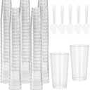 100 Pack 3Oz Dessert Cups with Spoons, Plastic Mini Shooter Cups for Parties, BPA free Clear Appetizer Parfait Cups Mini Cups for Ice Cream, Pudding, Tasting Party