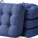 Chair Cushions, Dining Chair Cushions, Tufted Indoor Chair Pads, Set of 4, Navy Blue, 16.5'' x 16.5'' x 3.5''