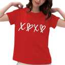 Valentines Shirts for Women Cute Valentines Short Sleeve Tee Tops Red Valentine Blous (Red, XL)
