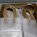 Qilery 50 Pcs Clear Frosted Gift Bags with Handles, 5.9 x 5.1 x 2.36 Inches Small Plastic Goodie Bags Reusable Transparent Party Favor Bag for Wedding Birthday Baby Shower Boutique DIY (Brown)