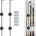 36" Heavy Duty Cane Bolt Gate Drop Rod, 2 Pack Black Gate Ground Latch for Wood Fence Metal Gates Doors Double Doors Fence, Gate Drop Pin (36 in)