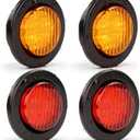 NEW SUN Premium 2.5" Round LED Trailer Lights, 13 LEDs Side Marker Lights, Clearance Lights Kits with Grommet & 2-Pin Plug - Universal for Trucks, Trailers, Rvs, Camper, 2 Pcs Amber 2 Pcs Red