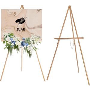DJAR 63" Wooden Easel Stand for Sign, Dual-use Adjustable Height, Wood Floor Display Easel for Wedding, Welcome Board, Poster, Picture, Photo- Natural (1pc)