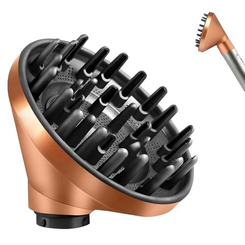 Large Diffuser Attachment for Dyson Airwrap, Converts to Hair Dryer for Faster Drying & Frizz Reduction, Heat-Resistant Nozzle for Curly Hair, Gold