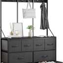 LUMTOK 8 Drawers Dresser, Chest of Drawer, Clothes Rack with Fabric Drawers, Hall Tree with Hooks and Drawers for Clothes, Toys, for Hallway, Entryway,Bedroom, Living Room, Closets & Nursery(Grey)