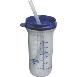 Medline Graduated Carafe with Straw, Noninsulated, Clear with Sparkles, 16 Ounces, 60 Count