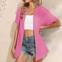 LILBETTER Womens Summer Lightweight Cardigan Short Sleeve Open Front Casual Loose Cover Ups 2025 (Pink, M)