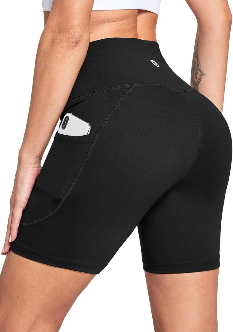baleaf Women's 6"/8" High Waisted Biker Shorts with Pockets for Gym Workout Yoga Running Athletic (XXXL)