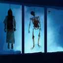 Halloween Decorations Window Clings Decor Scary Female Ghost & Skeleton Ghost Horror Halloween Glass Stickers Decals Hanging Women Ghost School Home Office Party Supplies for Glass Windows (Style 18)