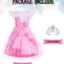 Good Witch Costume Pink Princess Dress Kids Halloween Costumes Witch Dress with Star Crown (9-10 Years)