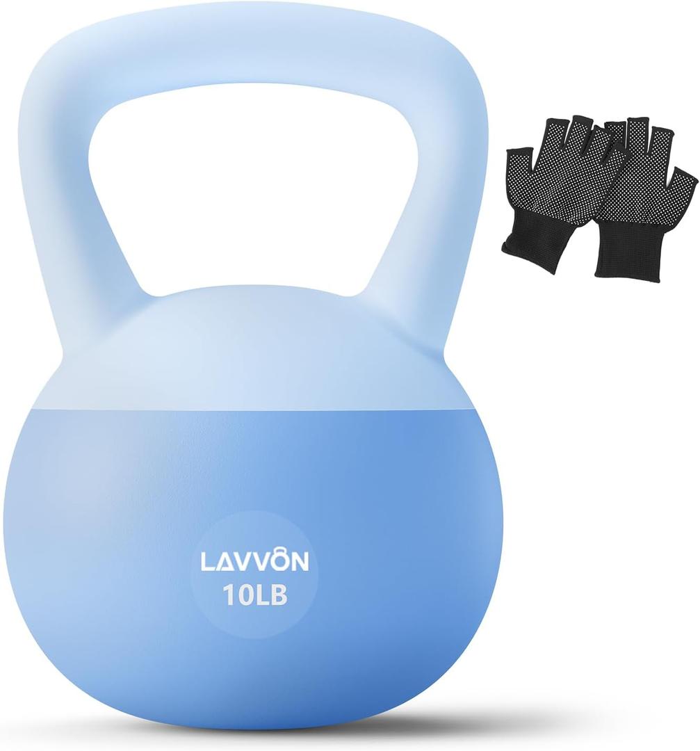Soft Kettlebell - Cushioned Impact-Resistant Base and Anti-Slip Kettle bell Anti-Slip Grip Weight for Home Workouts, Safe Strength Training Kettlebells Sets for Women& Men - Non-Slip Gloves, 10LB